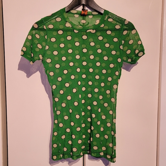 Green Mesh Polkadot Tee 